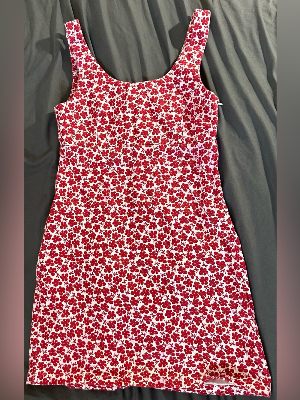 Afends White Mini Dress with Red Floral Print